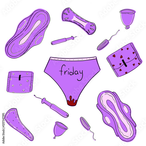 Иллelements related to menstruation on transparent backgroundюстрация без названия