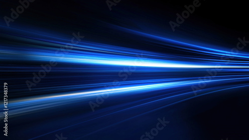 Wallpaper Mural Abstract blue light streaks motion blur with futuristic speed effect on dark background. Torontodigital.ca