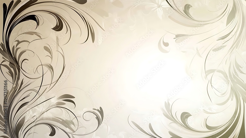 Elegant Beige Swirling Floral Design Background Elegant Beige Swirling Floral Design Background