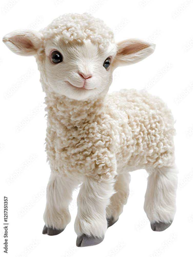 Cute Baby Lamb with Fluffy Wool and Adorable Expression Cute Baby Lamb with Fluffy Wool and Adorable Expression
