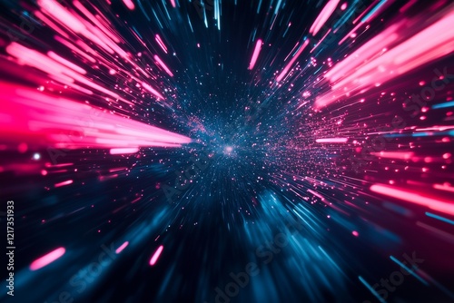 Abstract Light Speed Motion with Pink and Blue Streaks