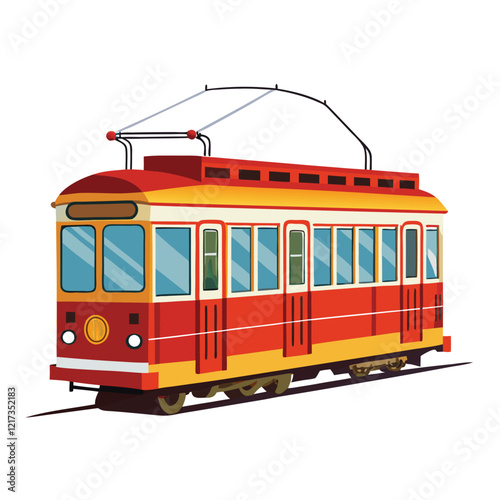 old tram isolated on white