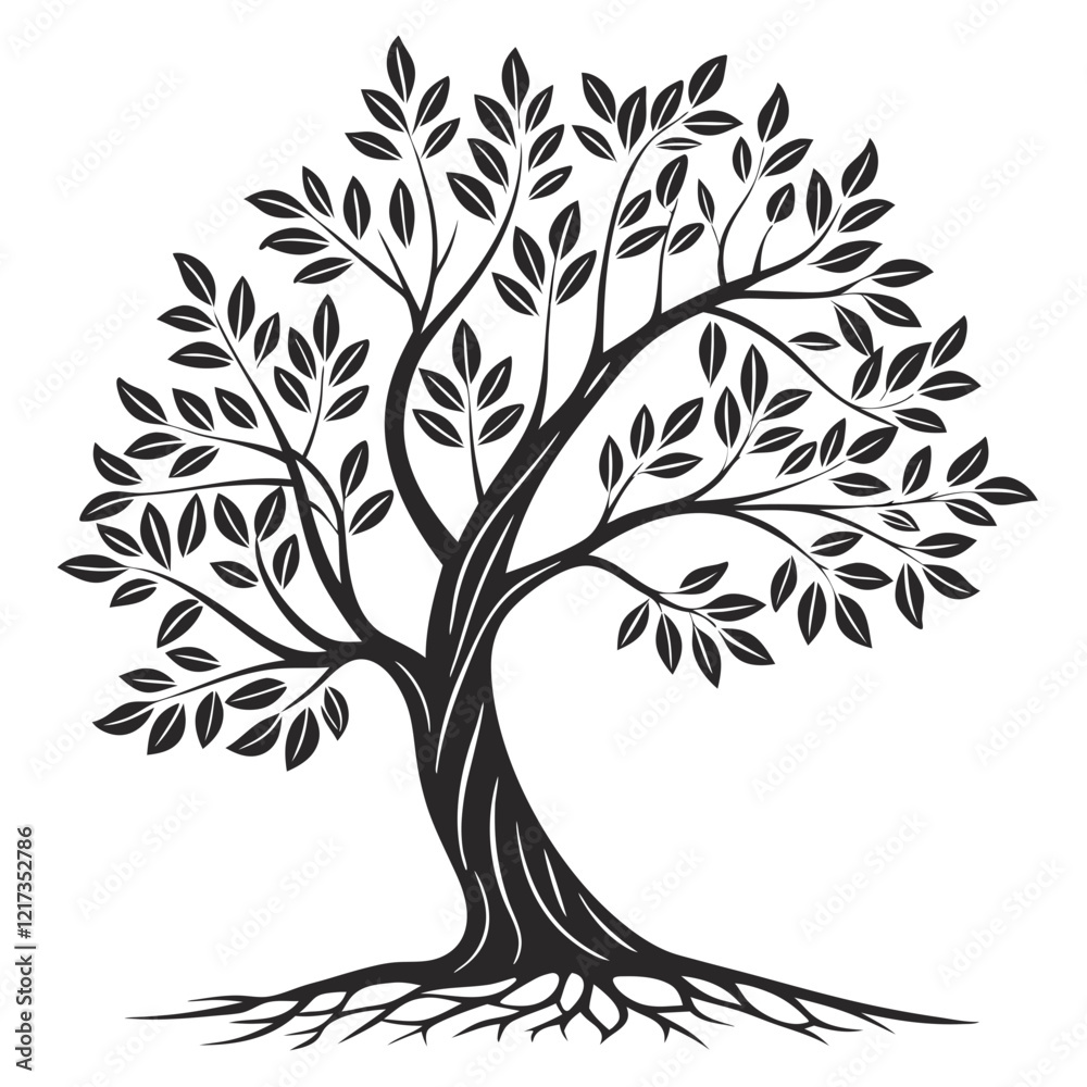Obraz premium tree logo, black outline, vector graphic, transparent background