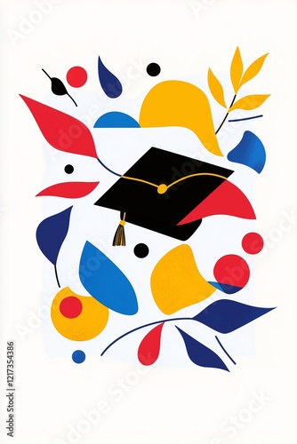 Graduation Cap with Abstract Colorful Elements