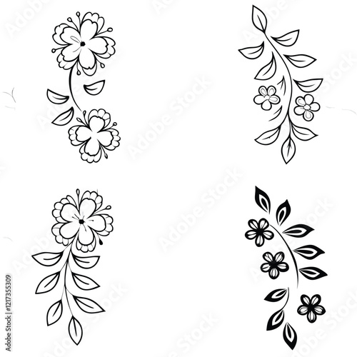 Wallpaper Mural botanical-line-bakground-with-flowers-and-leaves--.eps Torontodigital.ca