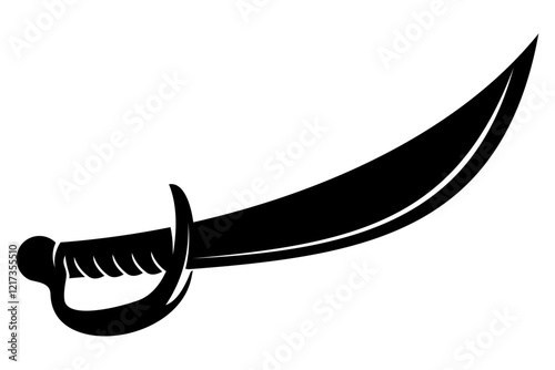 Vector silhouettes of flat-designed Arabian, pirate, and executioner swords isolated on a white background.