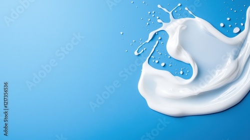 Splash of milk on blue background with molded water-resistant materials displayed in the image