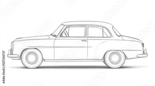 Wallpaper Mural Classic car outline illustration showcasing a side view with a minimalistic design Torontodigital.ca