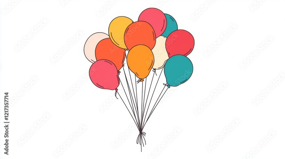 Naklejka premium Colorful balloons floating together, creating a festive atmosphere against a plain background