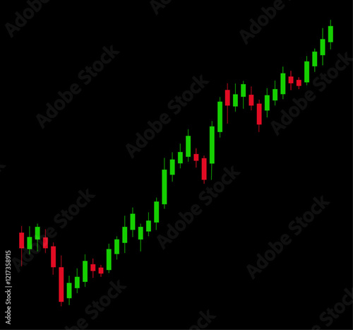 Market graph on black background. Index chart. Rising prices for purchase and sale tokens. Investment trusts REITs. Investment concept. Candlestick Icon. Crypto coin. Cryptographic. New digital asset