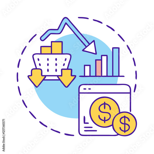 decreasing purchasing power icon, decreasing purchasing power vector illustration-simple illustration of decreasing purchasing power, perfect for decreasing purchasing power logos and icons