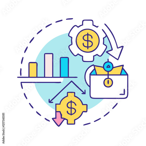 decreasing purchasing power icon, decreasing purchasing power vector illustration-simple illustration of decreasing purchasing power, perfect for decreasing purchasing power logos and icons