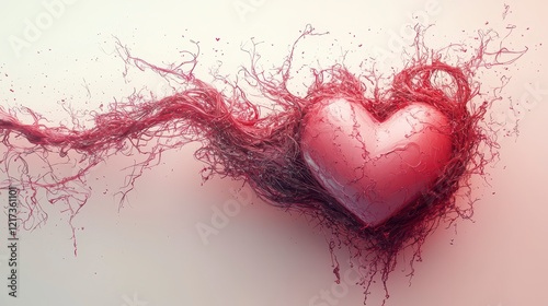 Obraz na płótnie Abstract pink heart with flowing, swirling lines. w salonie