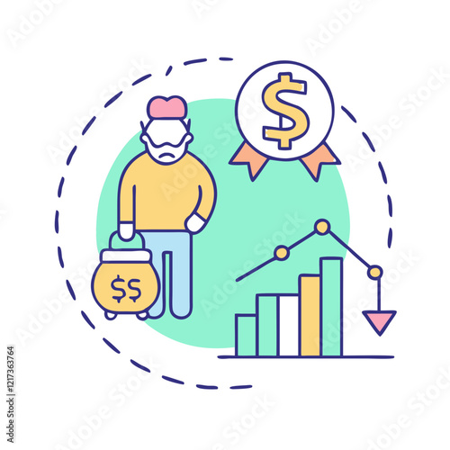 retirement funds shrinking icon, retirement funds shrinking vector illustration-simple illustration of retirement funds shrinking, perfect for retirement funds shrinking logos and icons