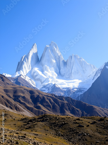 Tupopdan mountain (6,106 metres (20,033 ft), also known as Passu Cones or Passu Cathedral ), the most photographed mountain of the Passu region in north Karakorum in Pakistan photo