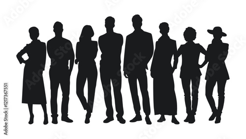 Diverse Group Silhouette of People Standing Together