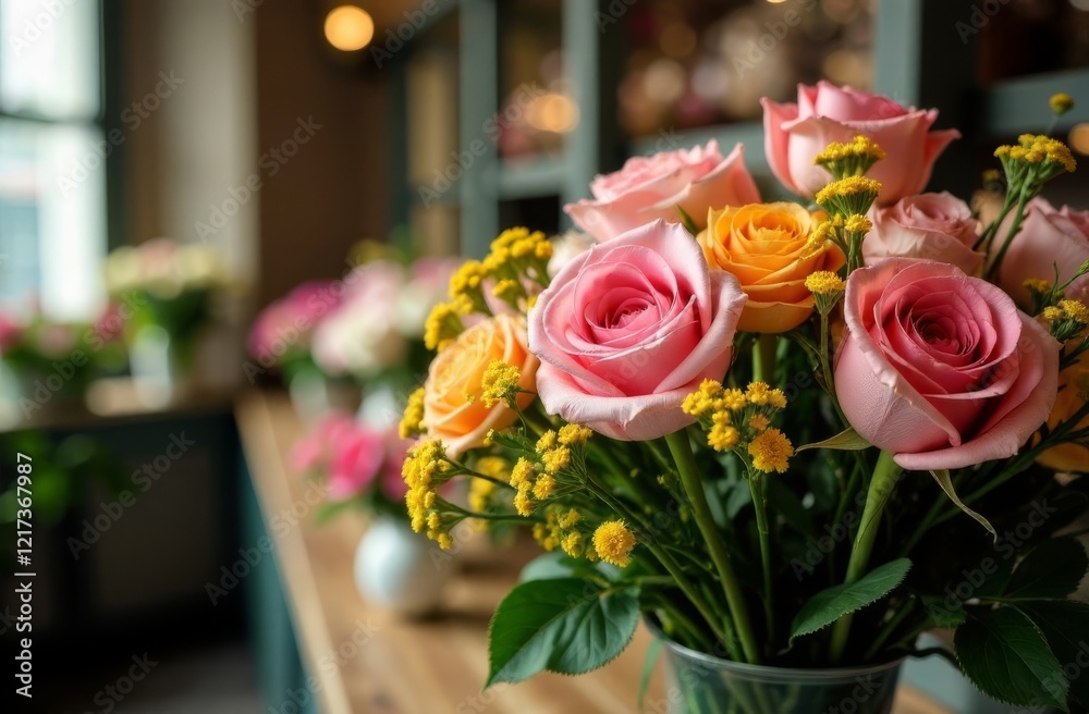 Obraz premium bouquet of flowers in a flower shop , flower business