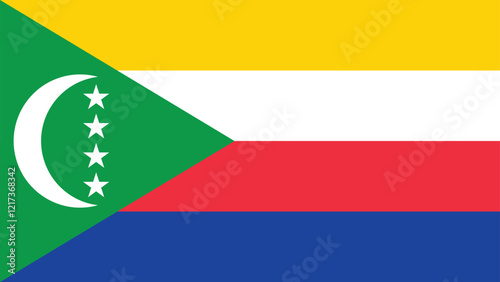 Free Download National Flag of the Comoros Vector Illustration of the Comorian Flag Comorian Flag with Crescent, Stars, and Four Stripes Official Flag of the Union of the Comoros - GFXLoad