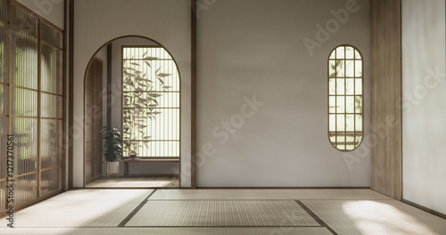Scene tatami mat floor on room japanese traditional style.