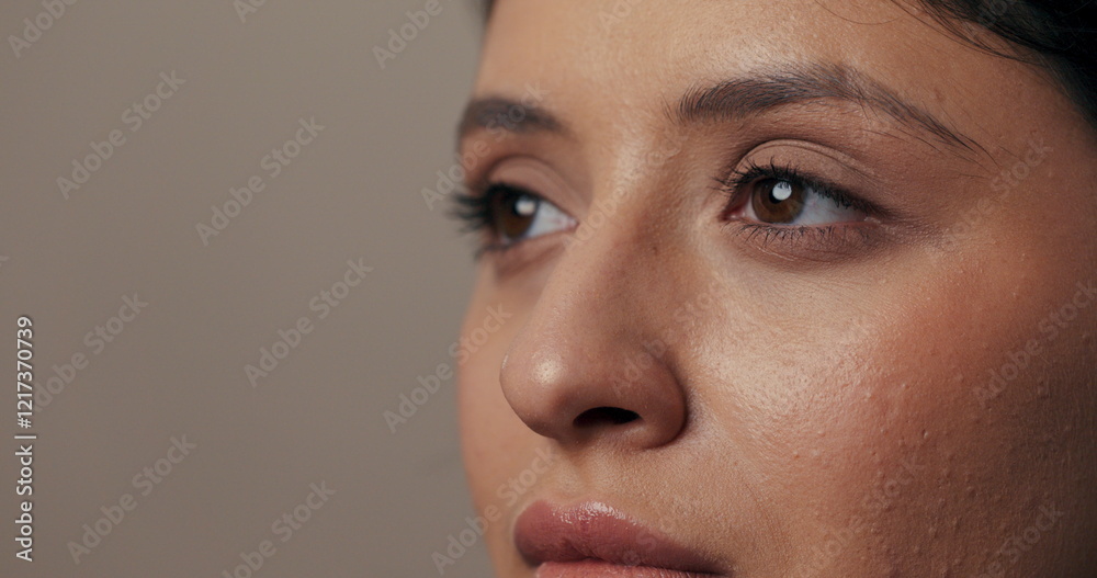 Capture the soft glow of lips adorned with a natural makeup look. An excellent choice for promoting lip care and cosmetics against a clean, white canvas. Beautiful young woman with dark brown eyes . Capture the soft glow of lips adorned with a natural makeup look. An excellent choice for promoting lip care and cosmetics against a clean, white canvas. Beautiful young woman with dark brown eyes .