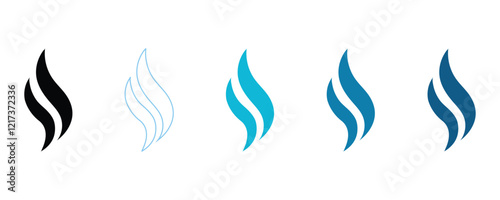 Blaze icon vector set, flame, aroma, smoke, steam icon vector set isolated on white background.