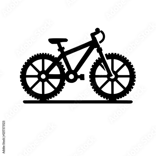 Mountain Bike Icon: A sleek, modern mountain bike icon, rendered in bold black, captures the spirit of adventure and thrill. The iconic silhouette is perfect for web design, app interfaces.