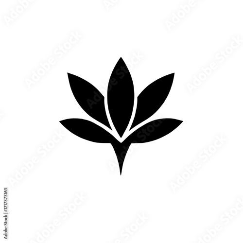 Lotus Flower Icon: A stylized black and white icon depicting a lotus flower in full bloom, symbolizing purity, enlightenment, and spiritual growth. 