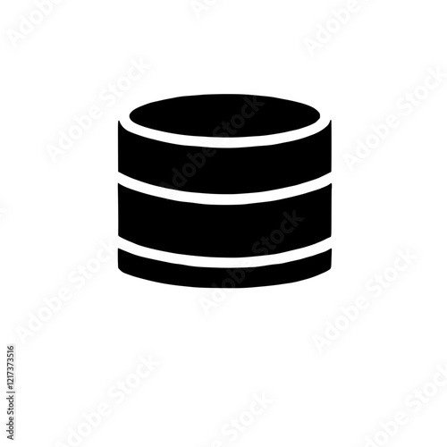 Database Icon: A simple, yet effective black and white icon representing a database.  This versatile image is ideal for use in presentations, websites.