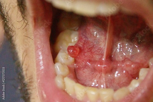 Oral mucocoele also known as a mucous cyst of the submandibular gland that appear as fluid-filled sacs that are translucent