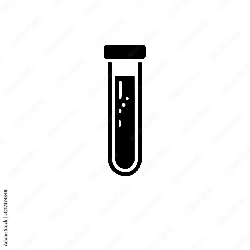 Test Tube with Liquid: Simple icon illustration of a test tube containing a dark liquid, ideal for science, medicine, or laboratory-related projects. Test Tube with Liquid: Simple icon illustration of a test tube containing a dark liquid, ideal for science, medicine, or laboratory-related projects.