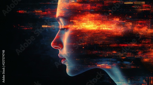 An abstract design showing the manipulation of human emotions in social engineering, where a hacker exploits trust and fear. 122