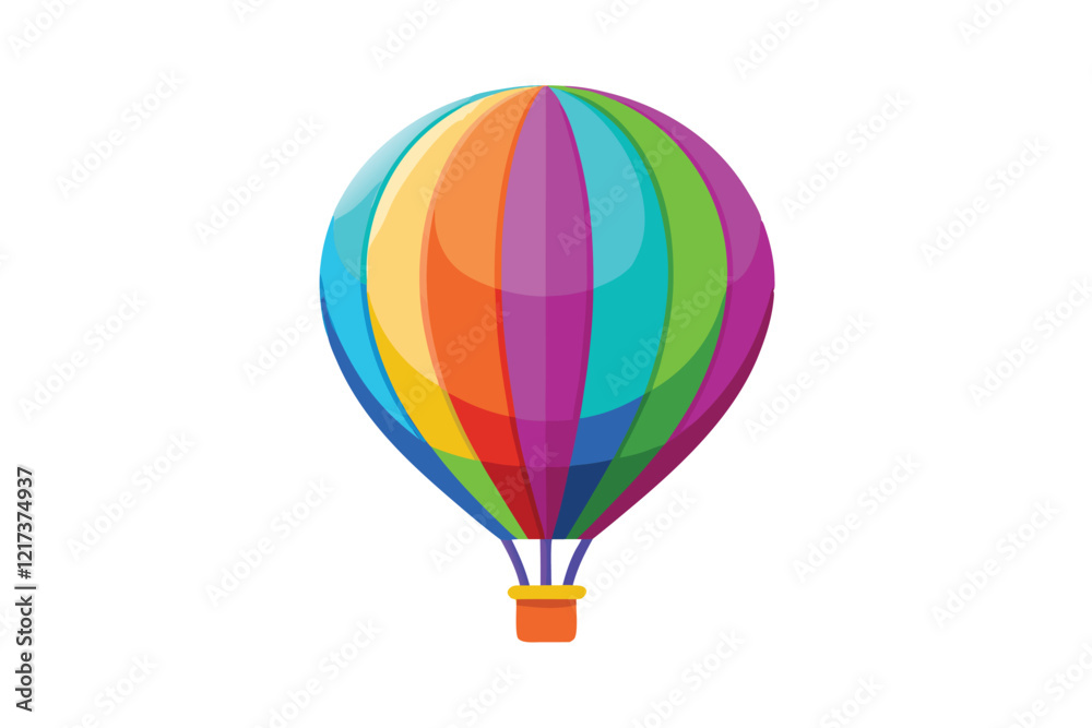 Fototapeta premium Colorful air balloon icon white background.