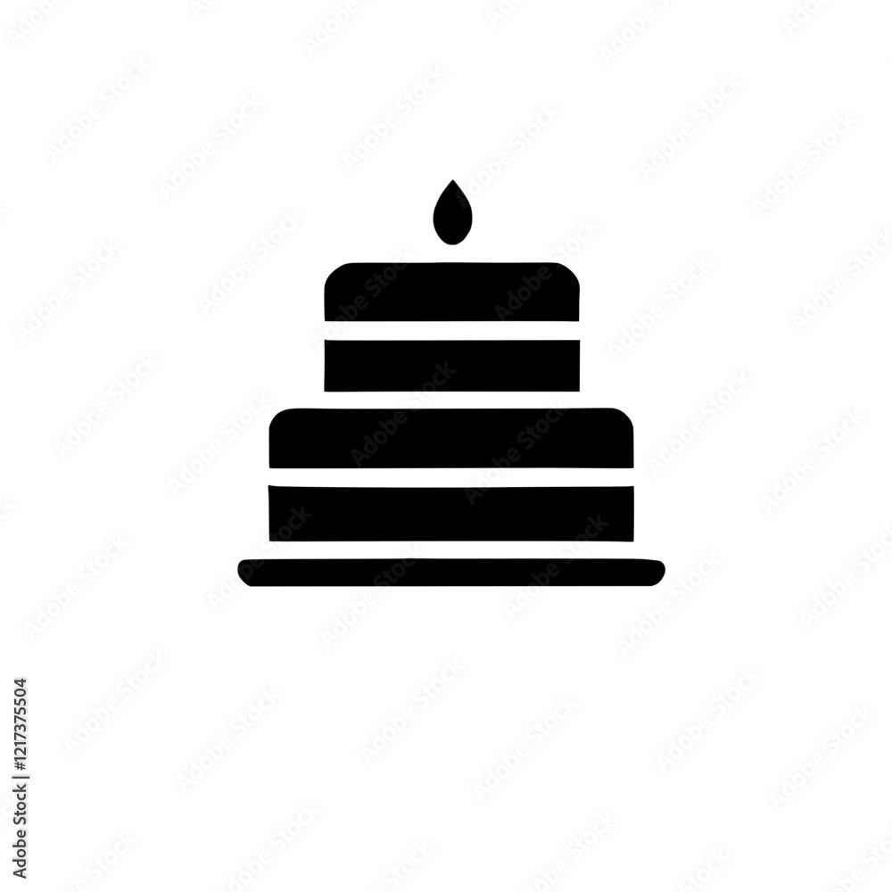 Birthday Cake Icon: A simple yet celebratory icon of a two-tier cake with a single candle, perfect for representing special occasions, festivities, and celebrations. Birthday Cake Icon: A simple yet celebratory icon of a two-tier cake with a single candle, perfect for representing special occasions, festivities, and celebrations.