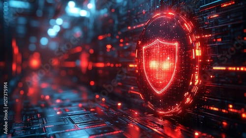 A concept of a computer being attacked by a virus, with antivirus software quickly blocking the attack. 228