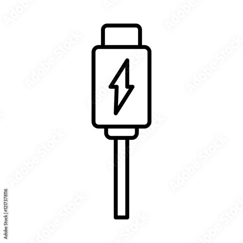charging usb icon, simple flat style, pictogram logo symbol vector illustration, isolated on white for mobile app