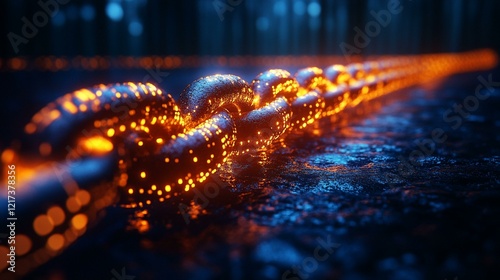 A secure digital vault representing the safety of assets on the blockchain, with encryption protecting each transaction. 475