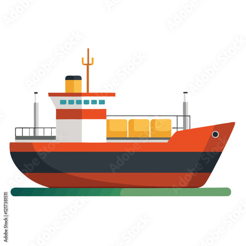 cargo ship isolated on white background