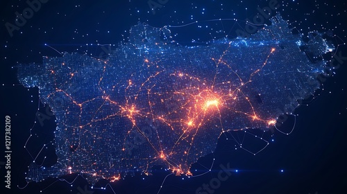 Abstract map of Slovenia with connected cities