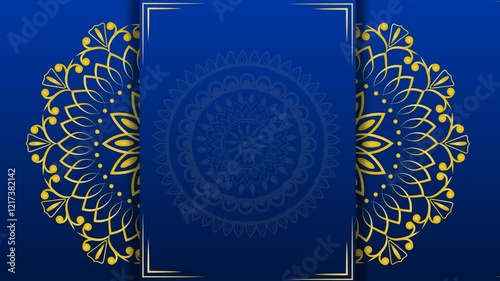 Blue Background With Mandala Rotating Both Sides. Best For Indian Wedding Invitation Cards