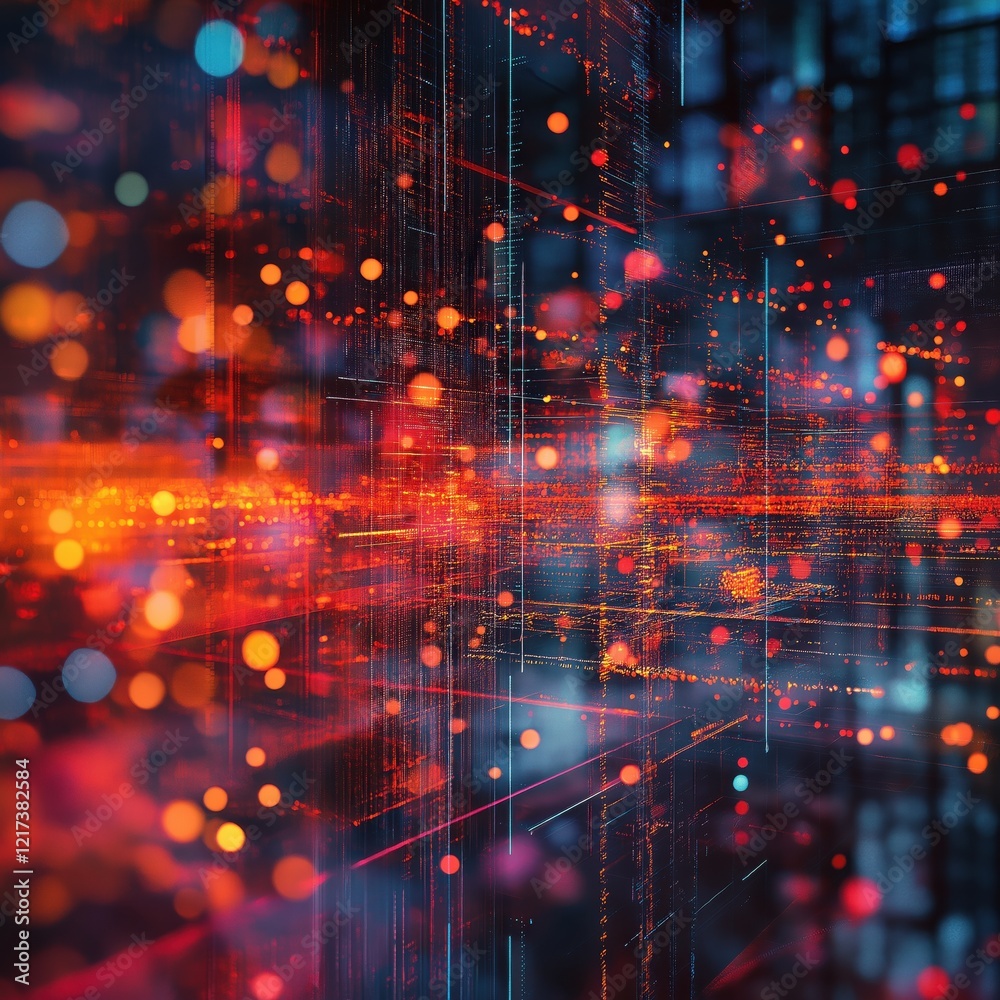 A colorful, abstract image with many dots and lines A colorful, abstract image with many dots and lines