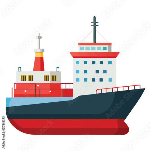 cargo ship on a white background