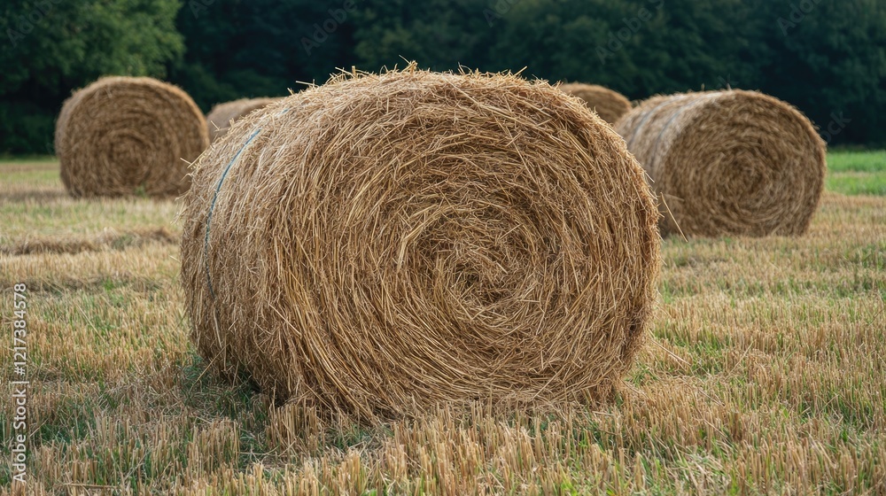 Golden Hay Bales in a Summer Field Golden Hay Bales in a Summer Field