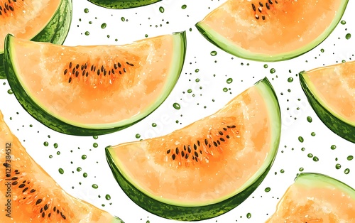 Watermelon slices pattern on white background photo