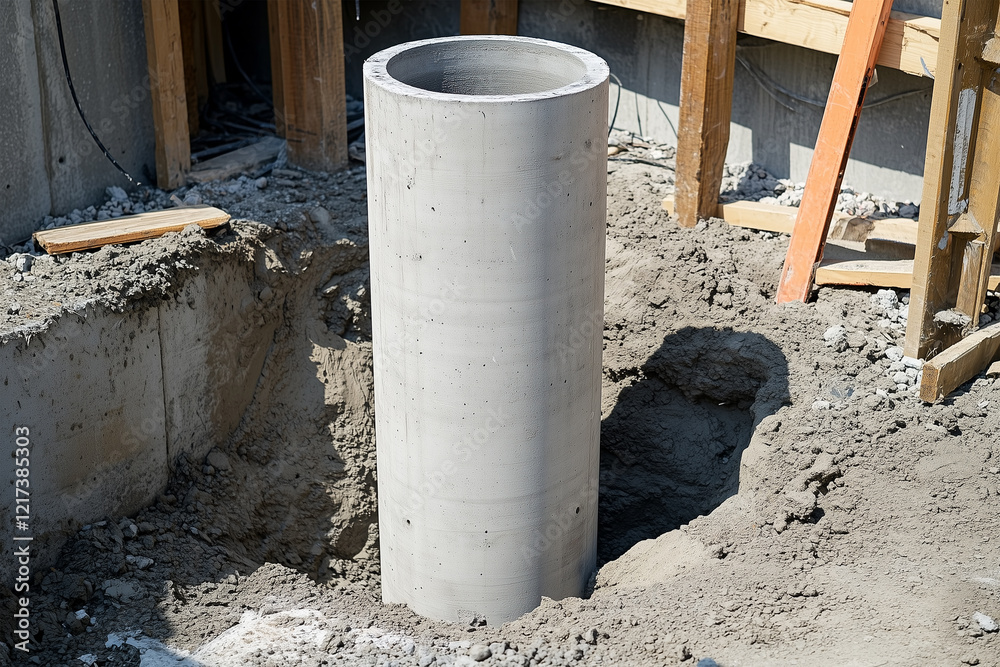 Installed precast concrete column in a pit to ready the deck for concrete pouring for the building
Installed precast concrete column in a pit to ready the deck for concrete pouring for the building