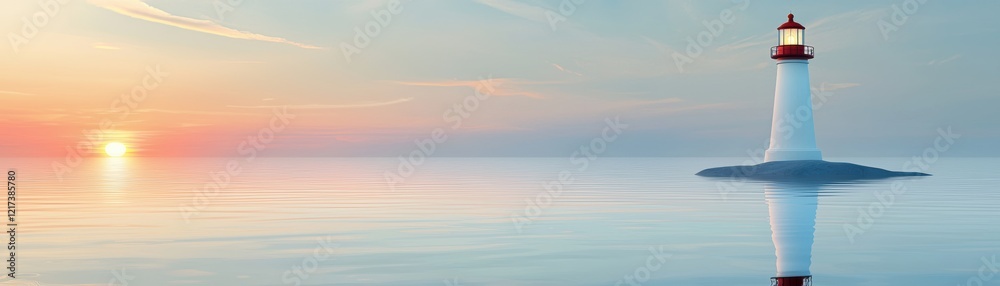 A serene lighthouse stands tall against a tranquil sunset, casting its reflection on calm waters, evoking peace and guidance, Maryland Day A serene lighthouse stands tall against a tranquil sunset, casting its reflection on calm waters, evoking peace and guidance, Maryland Day