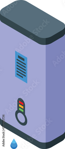 Electric boiler providing hot water, featuring temperature control and a symbolic water droplet, ideal for modern bathroom or kitchen appliances