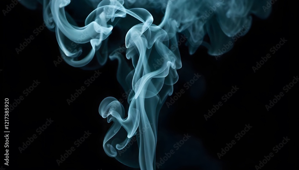 Fototapeta premium Abstract blue smoke effect on black background creates an ethereal and flowing design