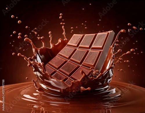 Chocolate Day  with chocolate bar and creamy chocolate splash 