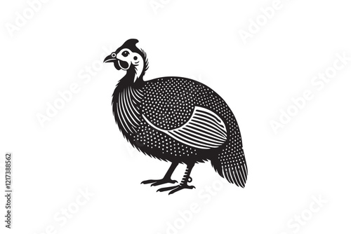  black and white simple Guinea Fowl vector silhouette 