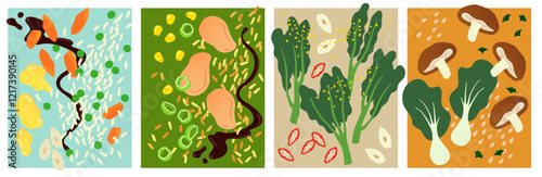 Asian dishes ingredients posters